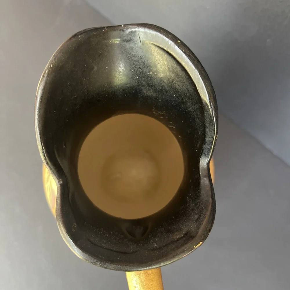 VTG Gold Gilt Hand Painted Fruit Pitcher Vase Stoneware Japan Style 9.5